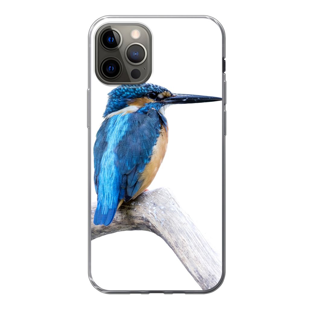 MuchoWow Handyhülle Schutzhülle Hülle für iPhone 12 Pro Eisvogel - Zweig - Schnabel Silikon Softcase Handy Hülle - Abdeckung