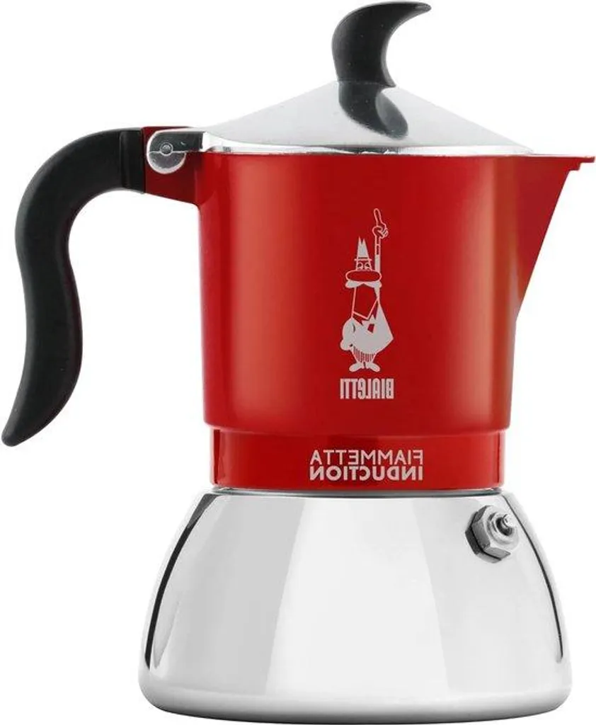 Cafetière italienne induction rouge 4 tasses en aluminium et acier inox
