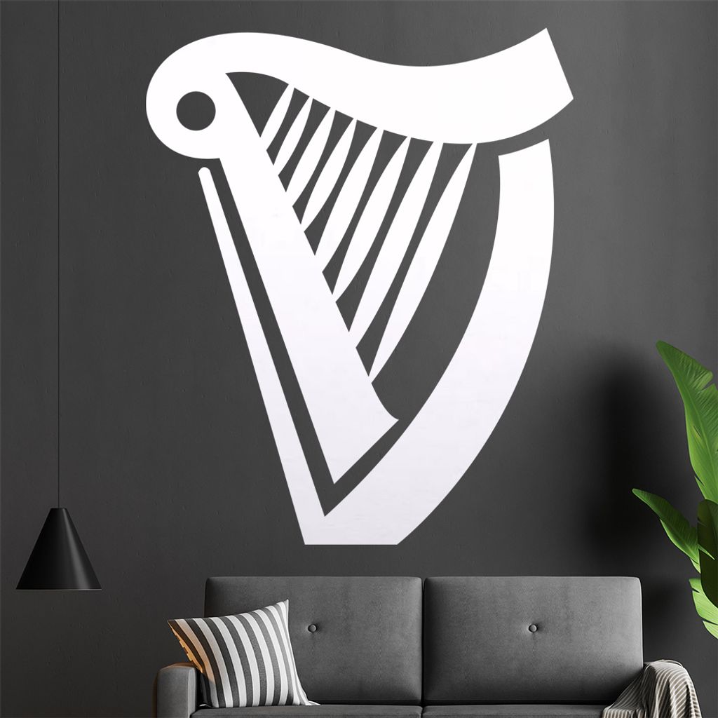 Harfe Wandtattoo in 6 Größen - Wandaufkleber Wall Sticker - Dekoration, Küche, Wohnzimmer, Schlafzimmer, Badezimmer
