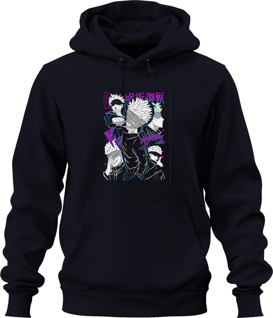 Satoru Gojo Jujutsu Kaisen Anime Manga Augenbinde Geschenk cool Uni Hoodie Kapuzenpullover, Navy, XXL