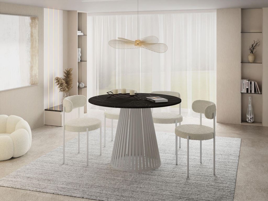 Esstisch Rund Ausziehbar mit Lamellen im Loft-Stil – 100 Produktbild 