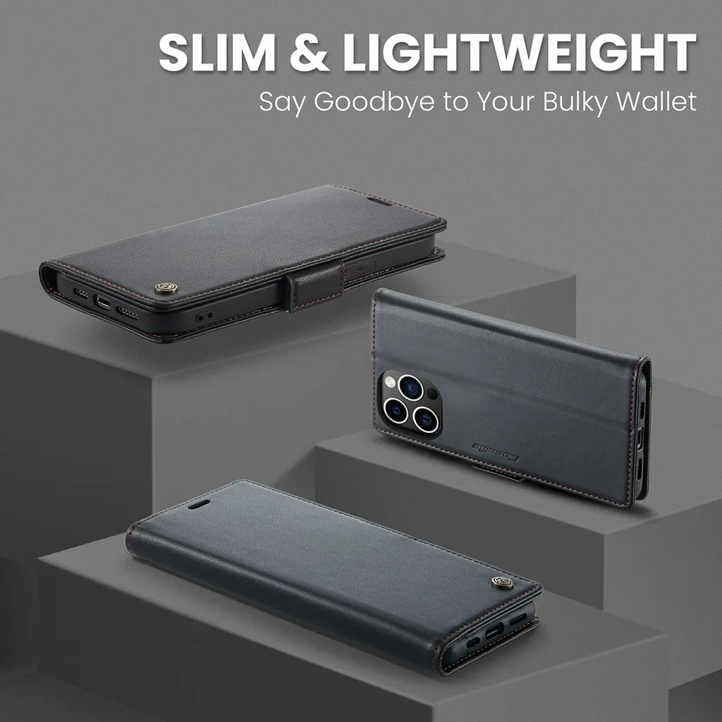 Custodia a Libro iPhone 14 Pro Pelle Nera: Il Tuo Kit da Viaggio - 2