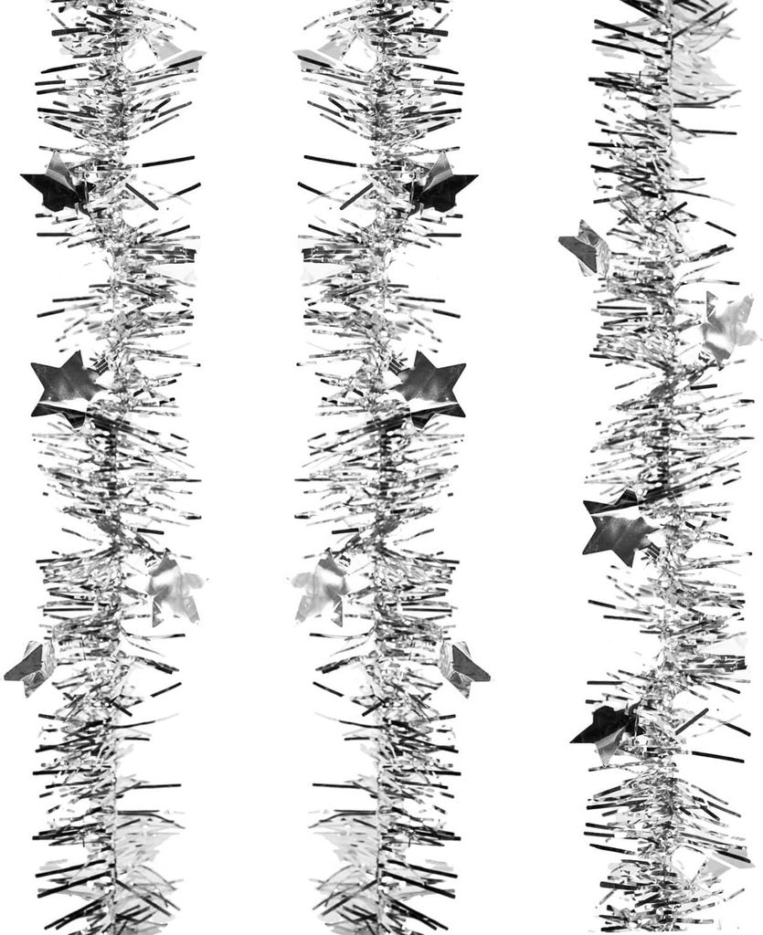 Oblique Unique 3x Folien Girlande mit Sternen für Weihnachten Silvester Geburtstag Party Feier Deko - silber
