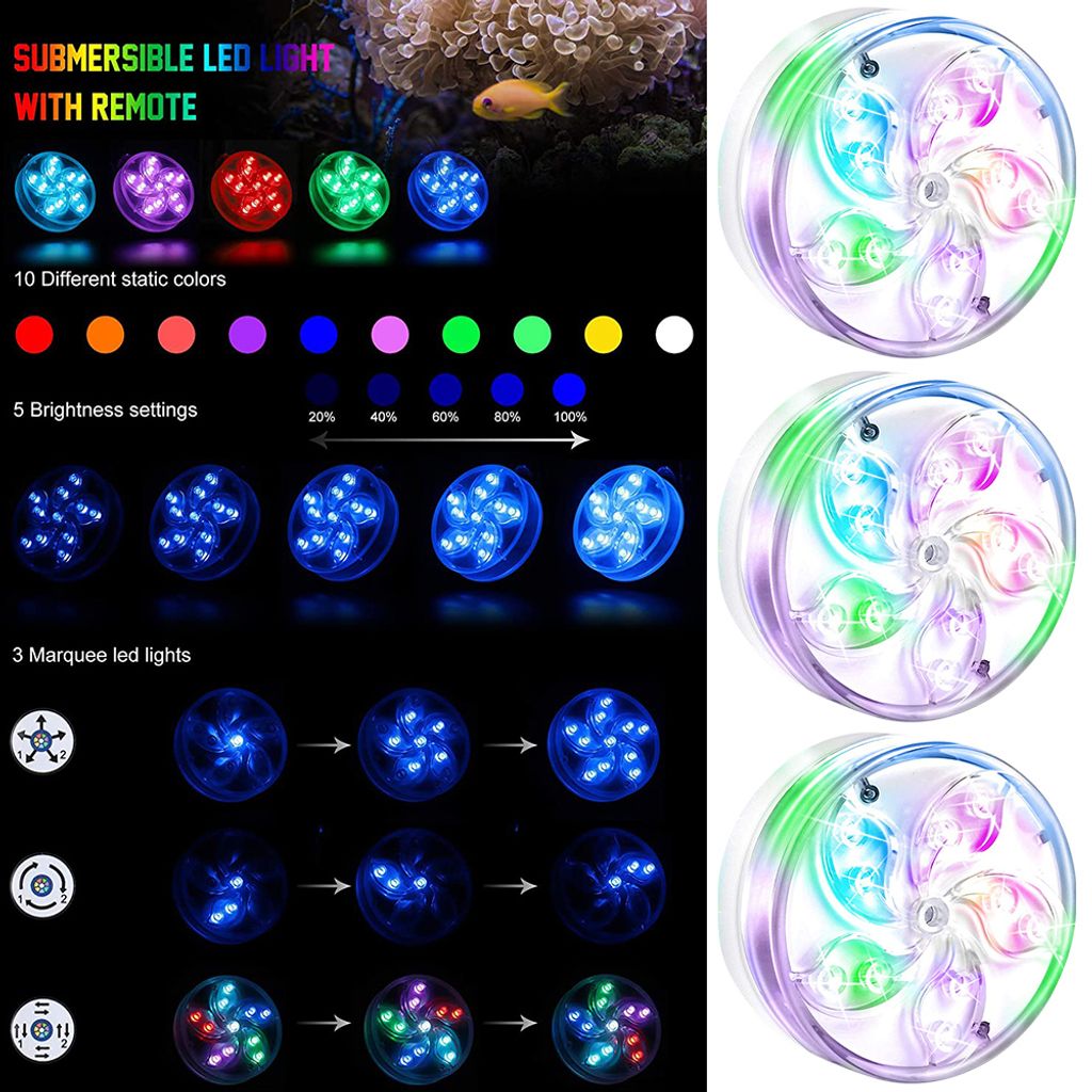 Fernbedienung für Aquarium 10 LED Unterwasserlicht RGB Deko-Beleuchtung Lampe 