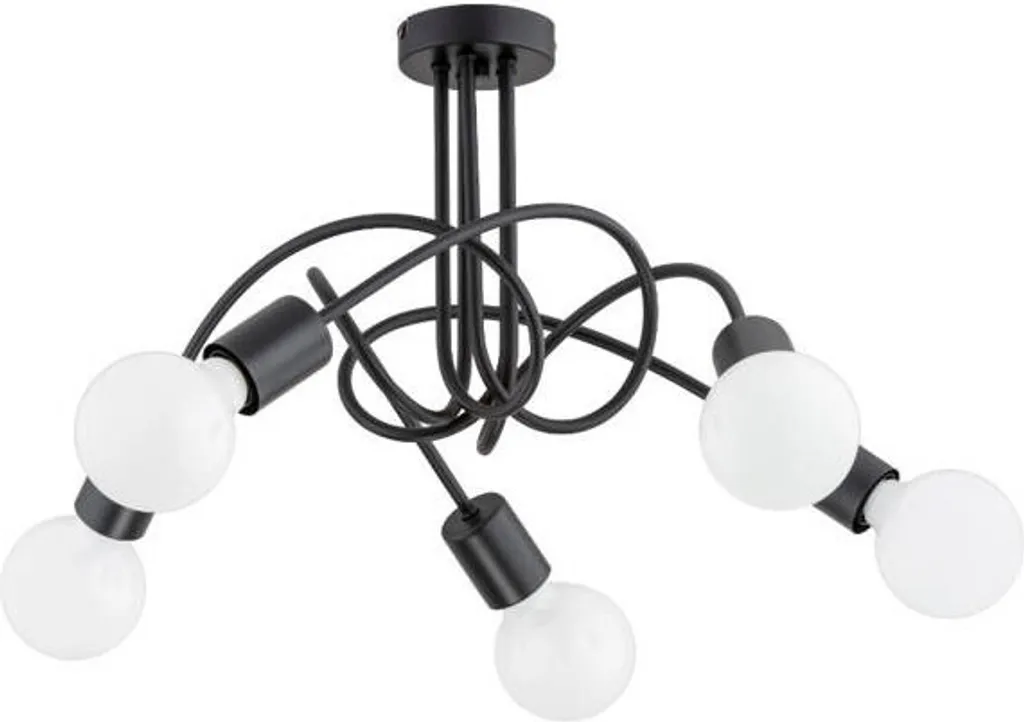 Plafonnier LUPO Alfa noir 5xE27x15W en métal 32x47,5 cm design chic