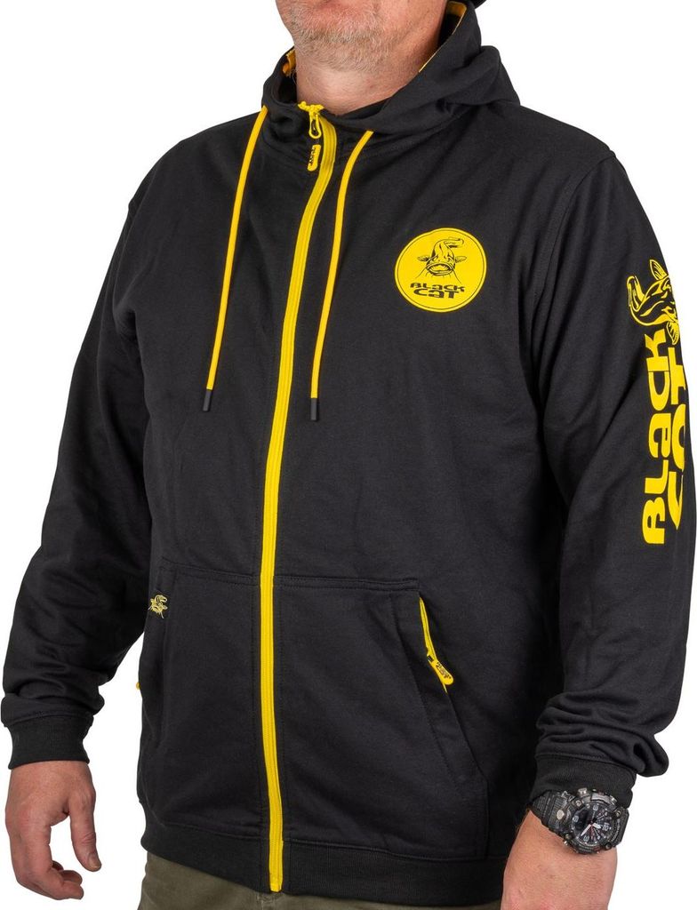 Black Cat Black Zip Hoody - Angelpullover, Größe:S