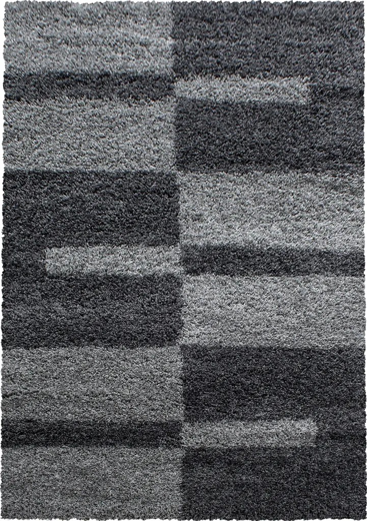 Tapis Shaggy Gris 200x290 cm Anti-Tache et Facile à Nettoyer pour Salon