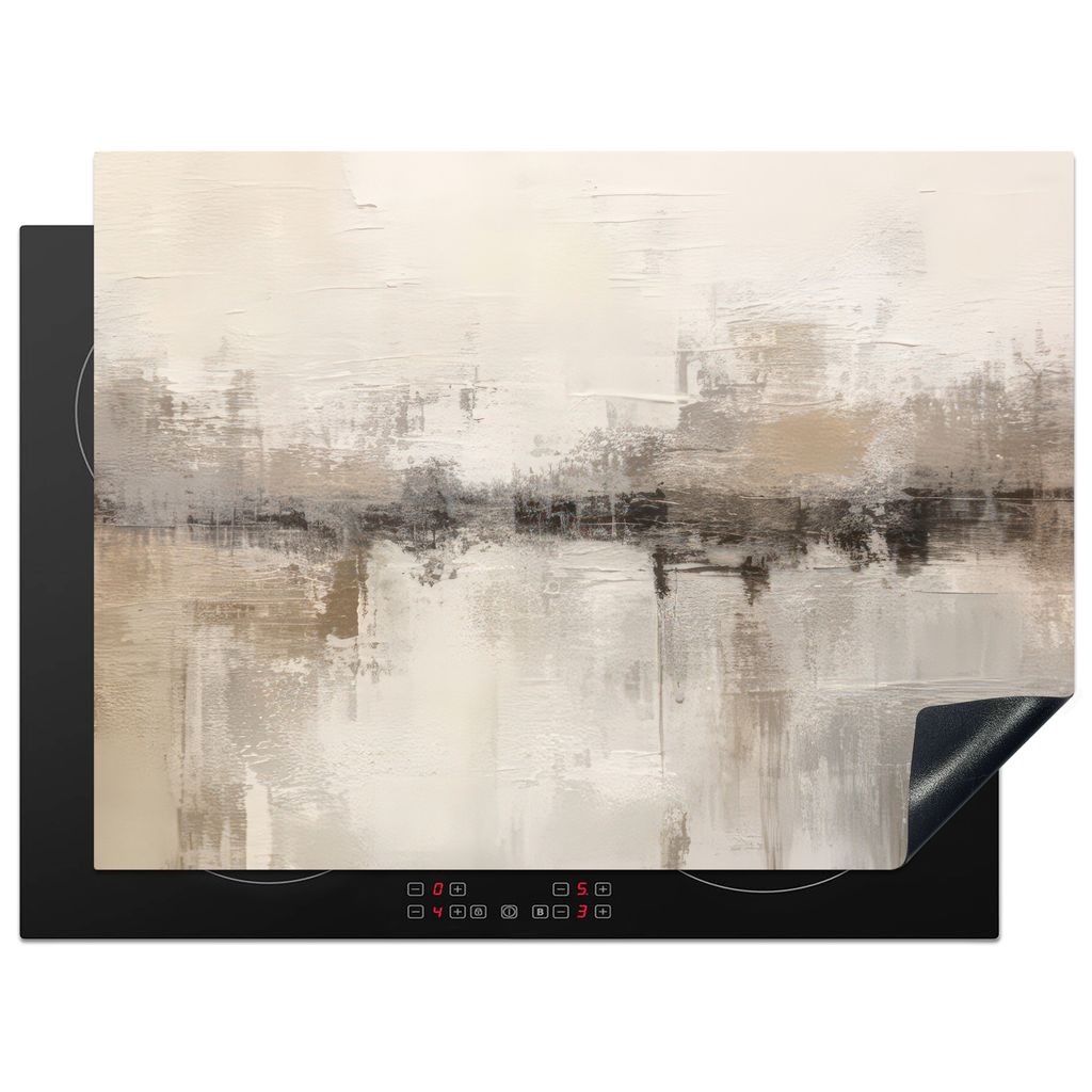 KitchenYeah Herdabdeckplatte Moderne Kunst - Abstrakt - Beige , 70x52cm, Küche Deko, Glaskeramikkochfeld Herdabdeckung, Abdeckplatte fùr Kochfeld