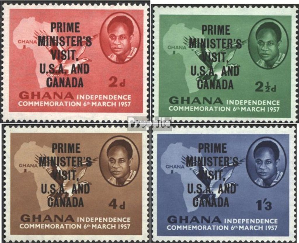 Briefmarken Ghana 1958 Mi 32-35 (kompl.Ausg.) postfrisch Besuch von Präsident Kwame