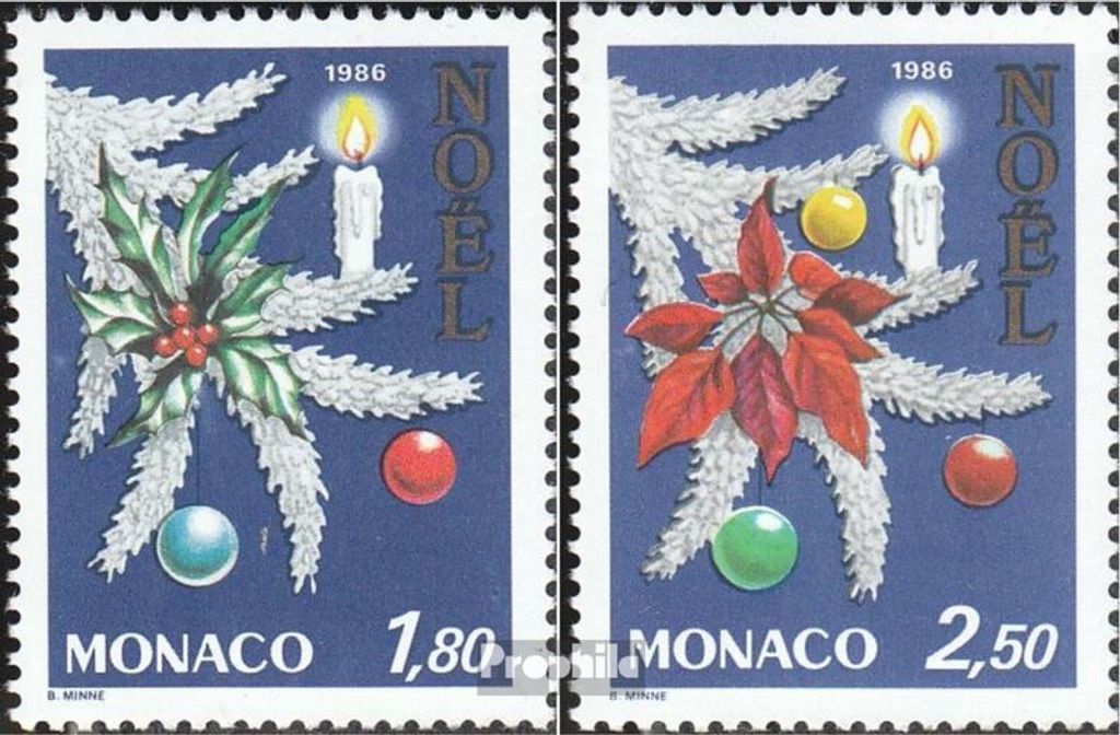 Briefmarken Monaco 1986 Mi 1779-1780 (kompl.Ausg.) postfrisch Weihnachten