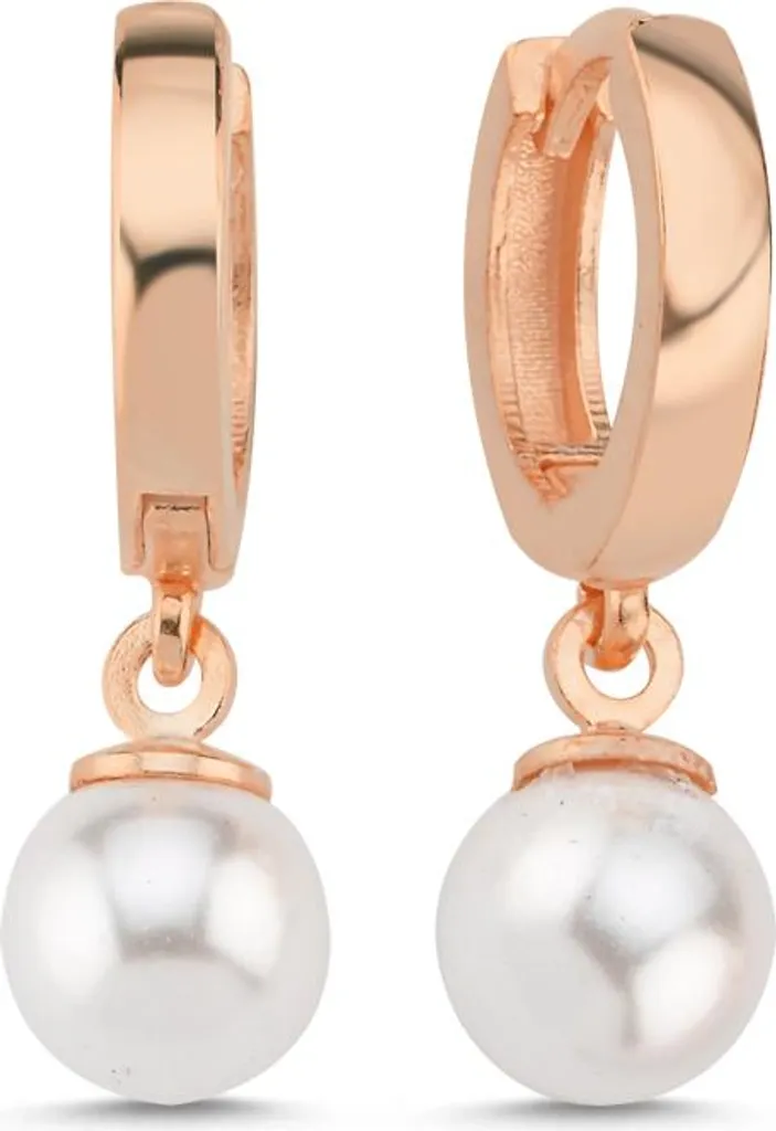 Boucles d'oreilles perles en argent 925 et or rose, créoles de 10mm