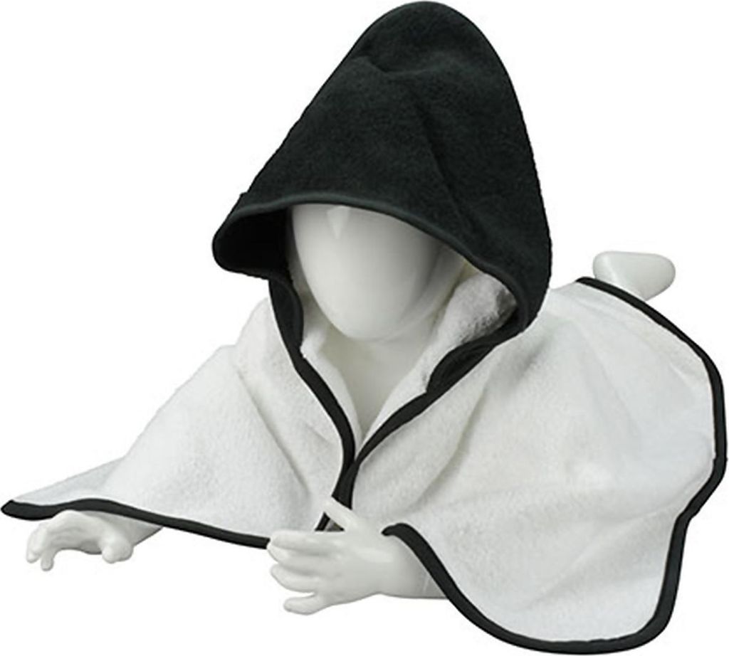 A&R 032.50 | Baby Hooded Towel / 75 x 75 cm - Farbe: White/Black/Black - Größe: 75 x 75 cm