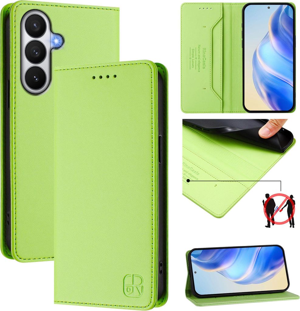 Lederhülle für Samsung Galaxy S26 Hülle Flip Brieftasche Kartenfächern Ständer Schutzhülle Grün