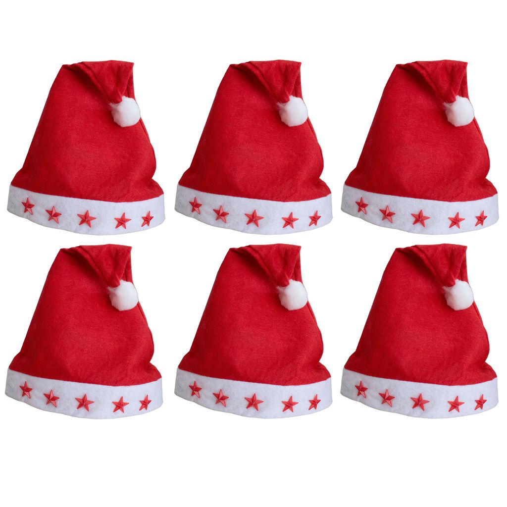 6x Weihnachtsmütze Nikolausmütze Mütze Weihnachten Nikolaus rot Weihnachten 