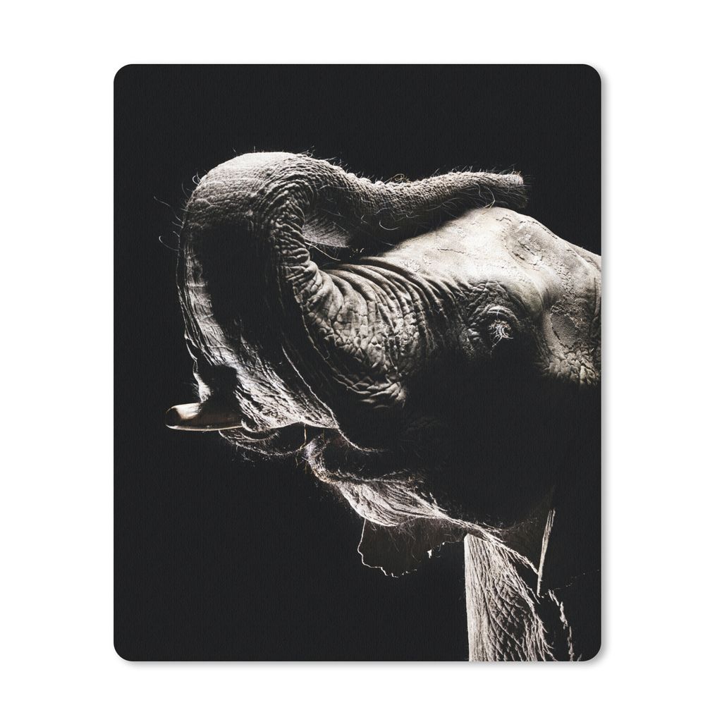 MuchoWow Mauspad Mousepad Elefant - Schwarz - Tiere - Porträt 30x40 cm - Mousepads - Maus Mat - Pad - Mausunterlage - Mausmatten