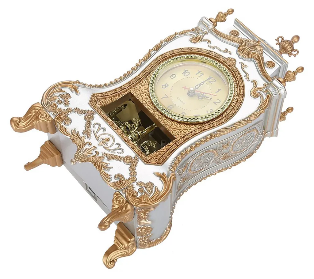 Horloge de table pour maison style ancien, réveil blanc de bureau - 6