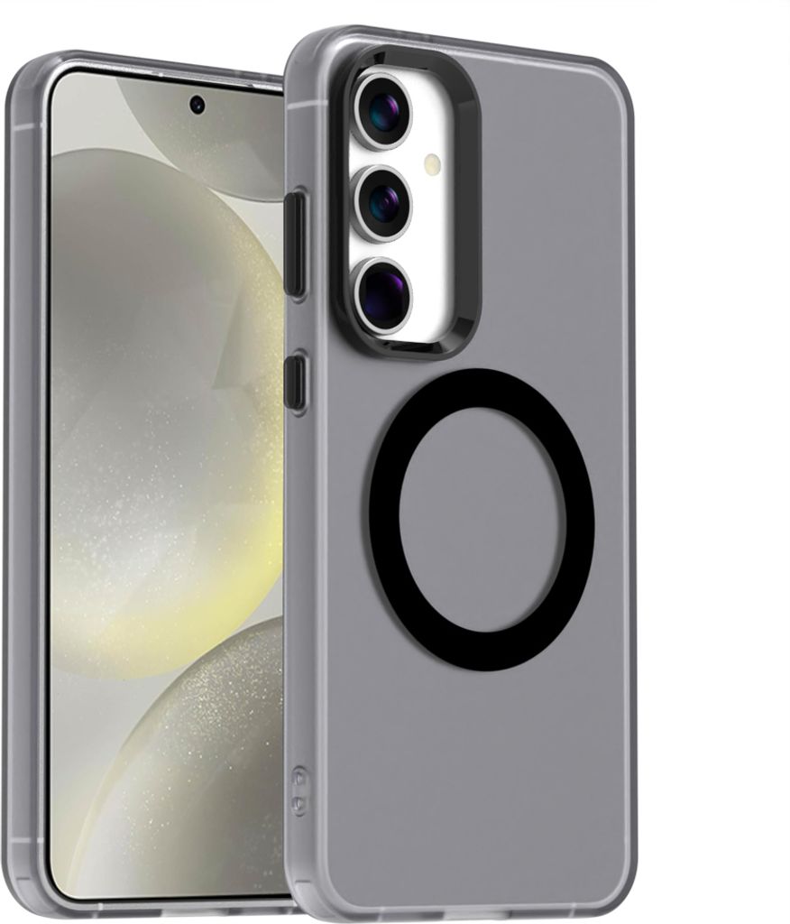 Handyhülle für Samsung Galaxy S25, Hülle Kompatibel mit MagSafe, Schlank Durchscheinend Matt Stoßfest Schutzhülle Schwarz