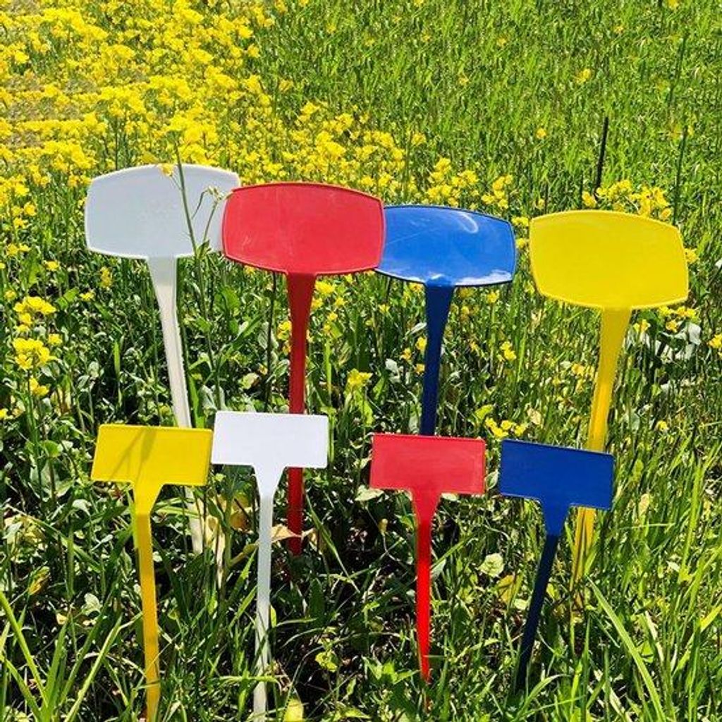 Plastische Plantennamenetiketten, weiß, 60er Set, für Gartenbedarf und Blumenbeete.