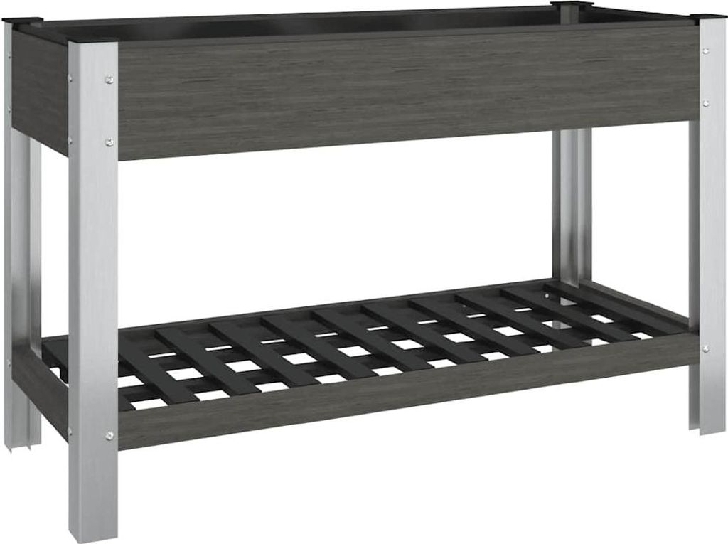 vidaXL Garten-Hochbeet mit Ablage Grau 120x50x75 cm WPC