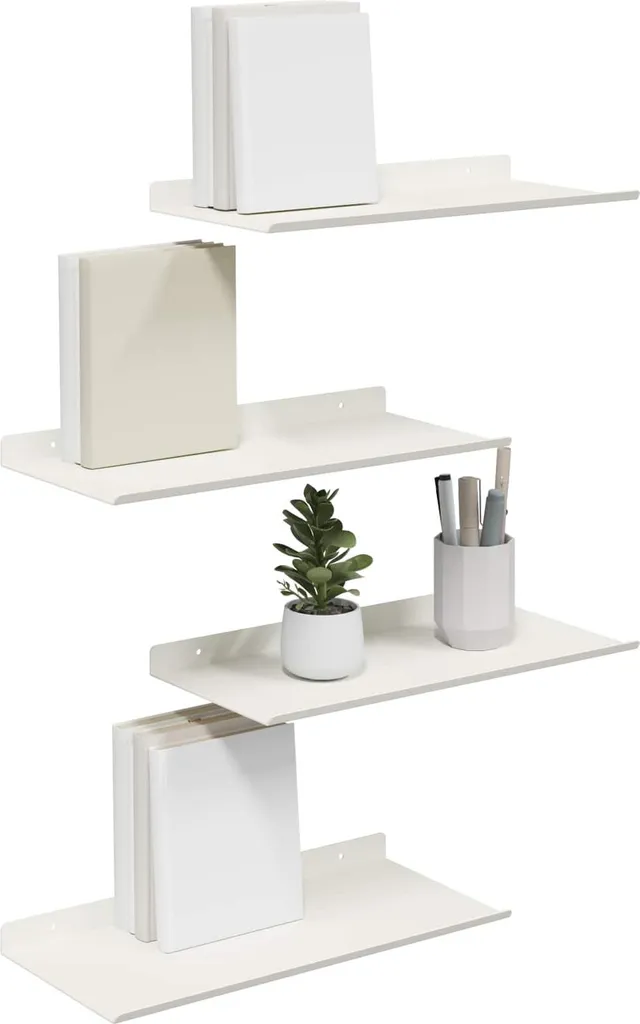Étagère Murale en Acier Blanc 40 cm - Set de 4 Tablettes de Rangement Chic - 2