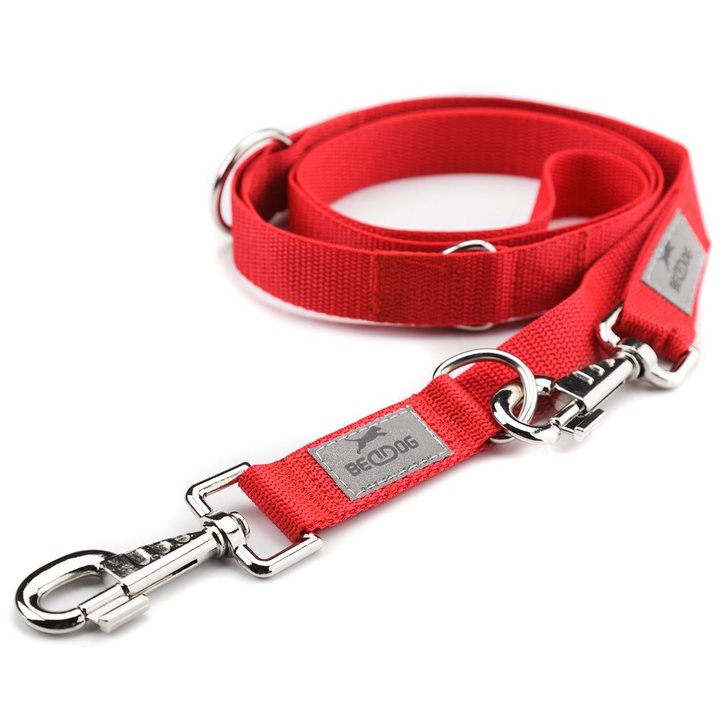 BedDog Hundeleine WILLY verstellbar in 3 Längen Führleine, Laufleine,2m/25mm,rot