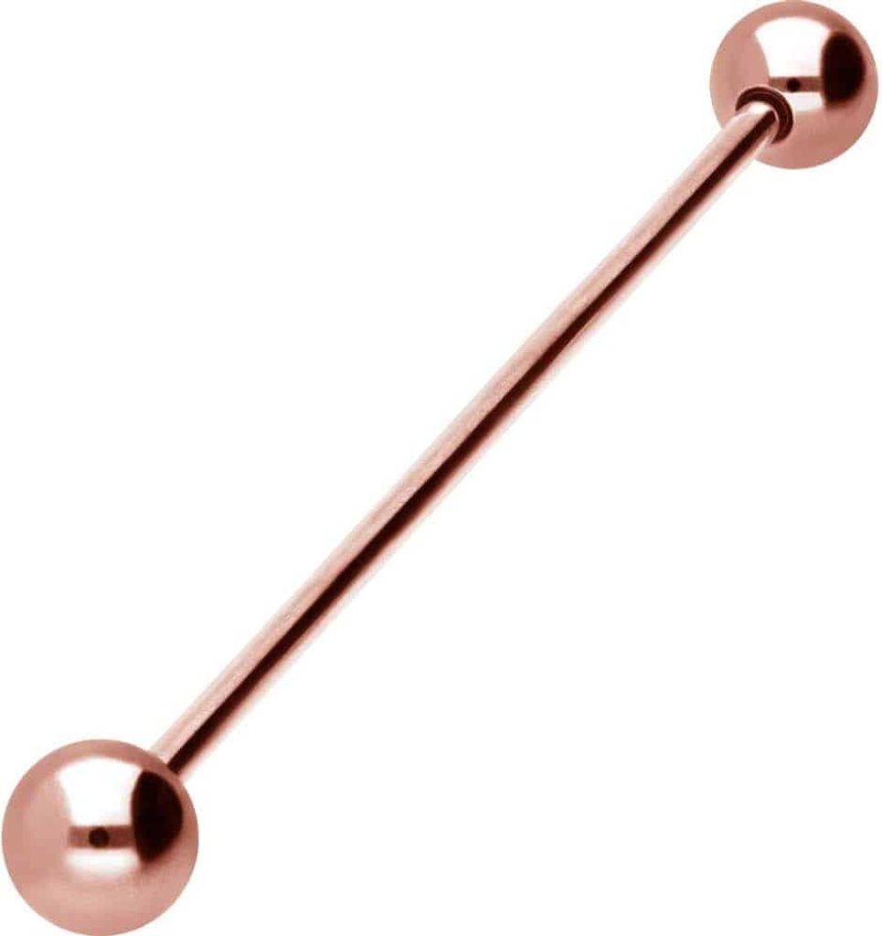 Zungenpiercing, Intim-Piercing Titan Barbell RoséGold Stablänge: 49mm + Stabstärke: 1,6mm + Kugelgröße: 6mm