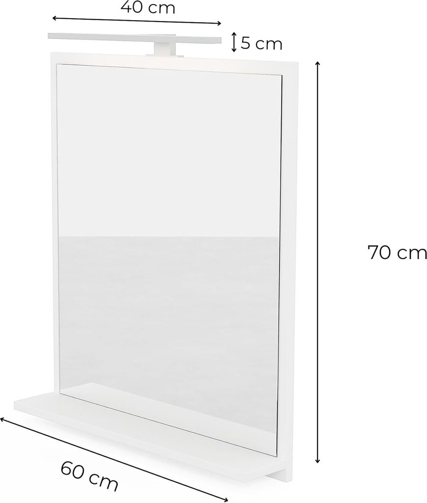 Specchio da Bagno con Mensola Bianco 70x60 cm con Immagine del prodotto 