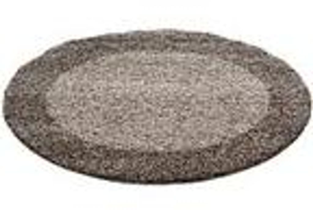 Teppich Wohnzimmer Hochflor Modern Design Langflor Shaggy Modern Flauschig, Größe: 200 cm Rund, Farbe: Taupe