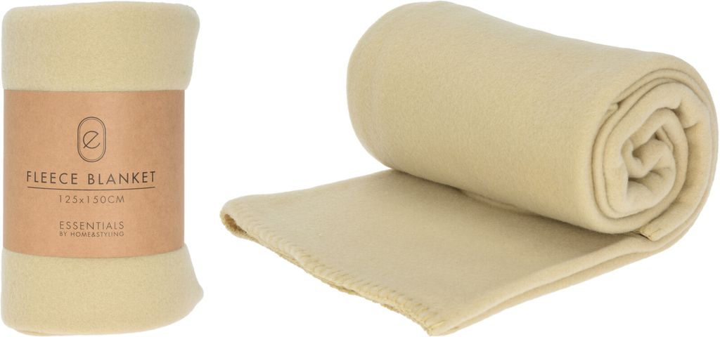 H&S Fleece-Decke-belegt - cremeweis - 125 x 150 cm