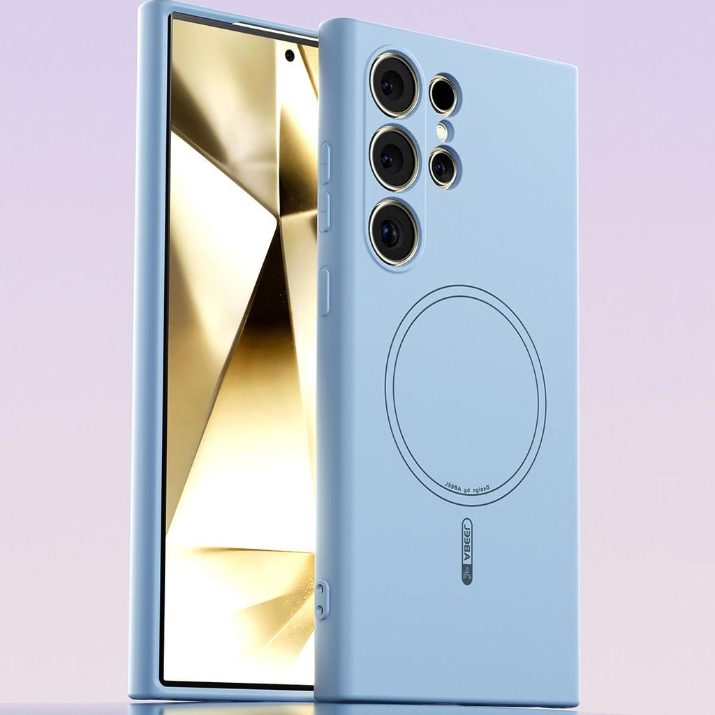 Magnetische Handyhülle für Samsung Galaxy S24 Ultra, MagSafe kompatible, Flüssig Silikon Stoßfest Kratzfest Hülle Blau