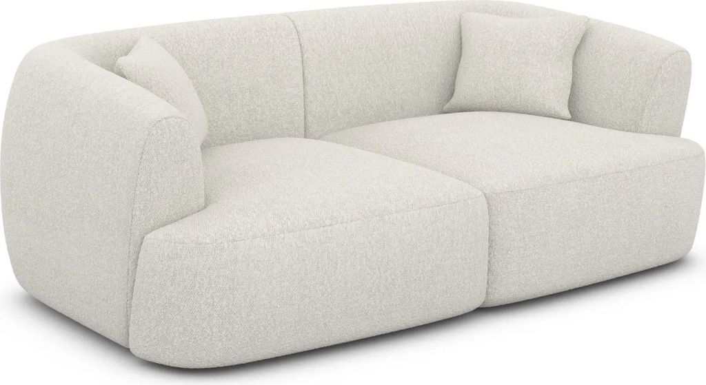 Bouclé 2-Sitzer Couch Elvira Weiß