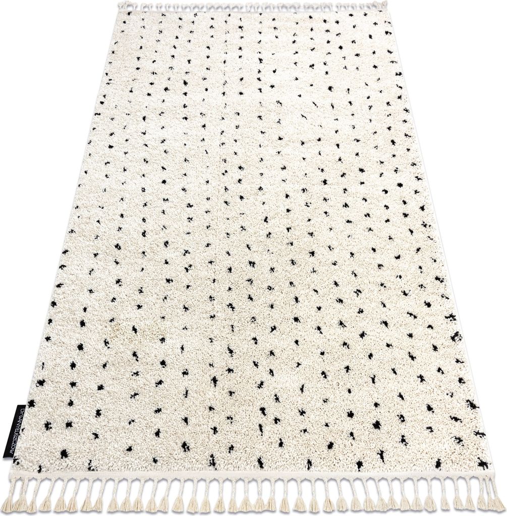 Teppich BERBER SYLA B752 Punkte sahne Franse berber marokkanisch shaggy beige 140x190 cm