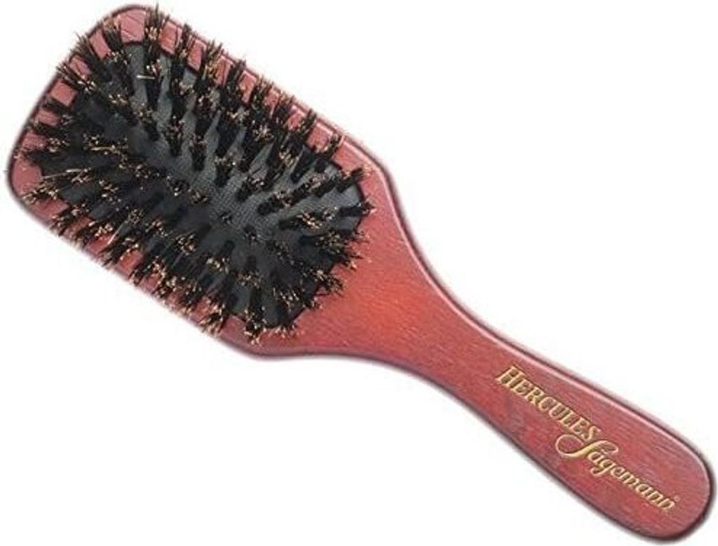 Hercules Sägemann Paddle Brush 9646 klein 8-reihig m. Wildschweinb., mahagonifarb. Holz