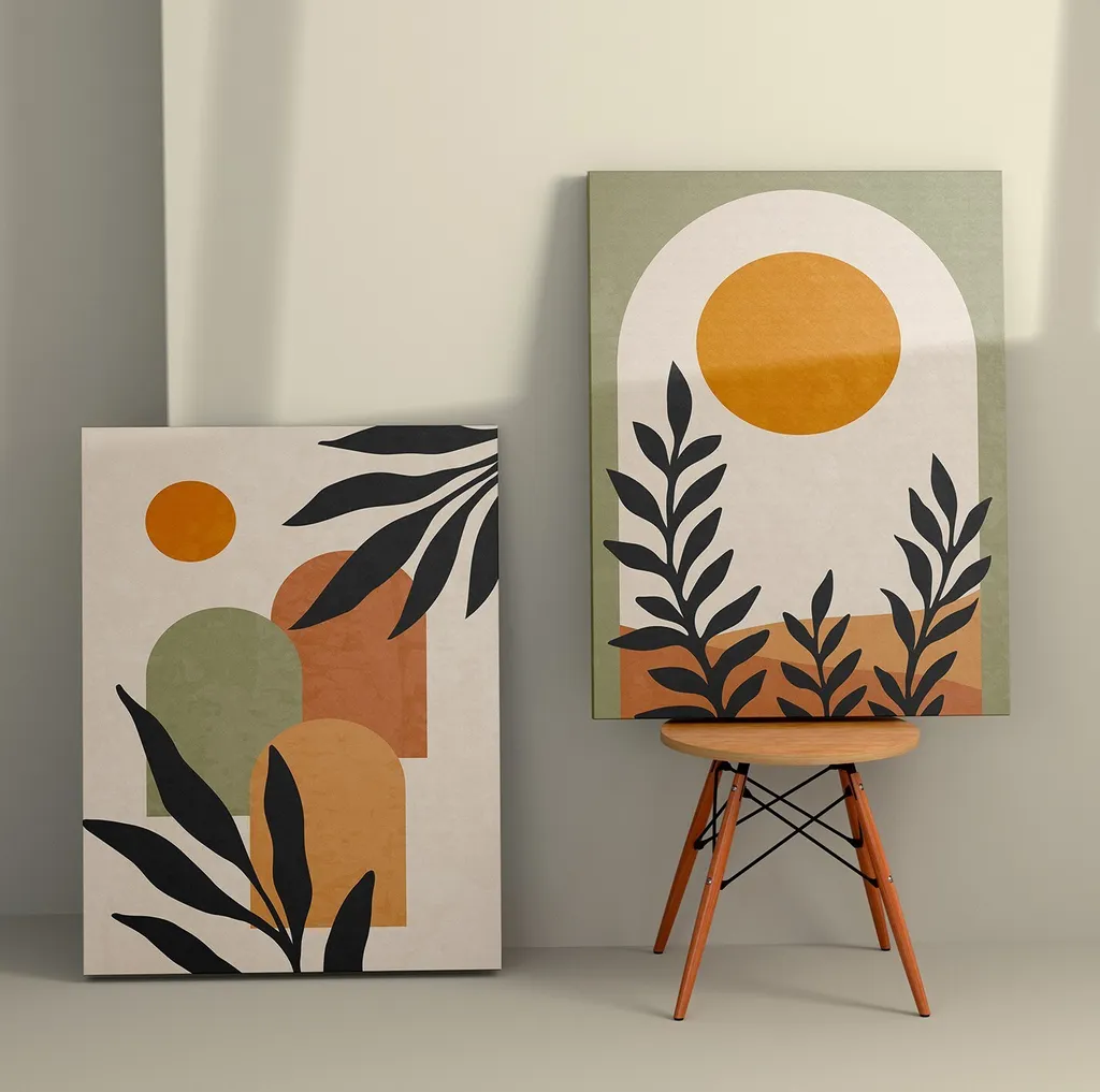 Tableau Décoratif en Toile 50x70 cm - Duo de Toiles Multicolores Wallity
