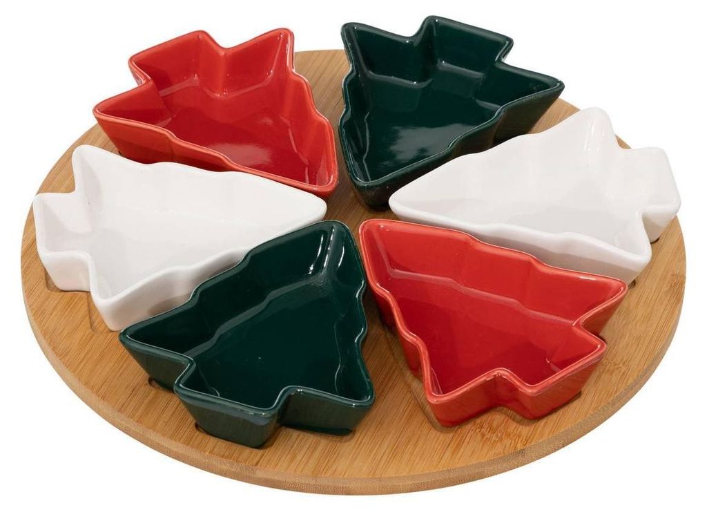 Feeric lights & christmas - Aperitif-set tannenbaum 6-teilig, bunt aus bambus