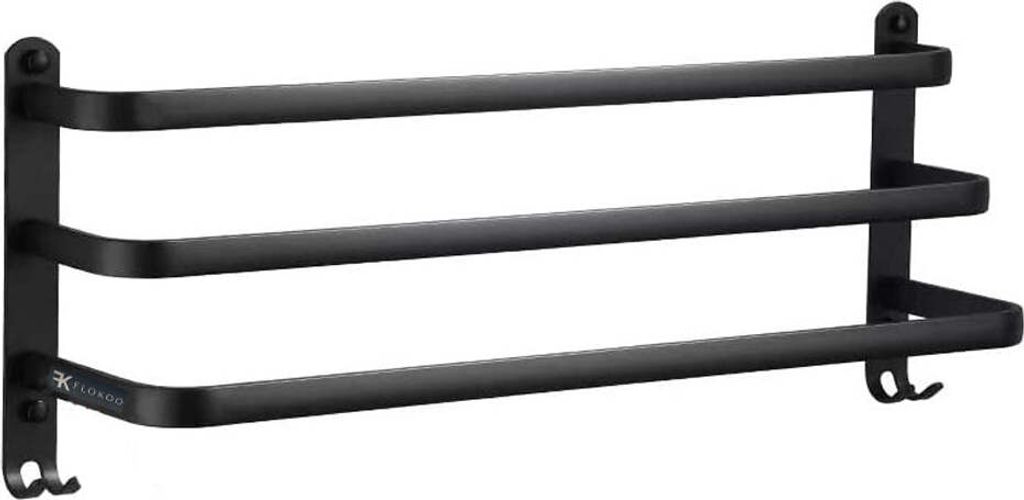Handtuchhalter für die Wand – 3 Schichten – Schwarz – Industrielles Badezimmerregal – Handtuchhalter Wandmontage – Handtuchstange