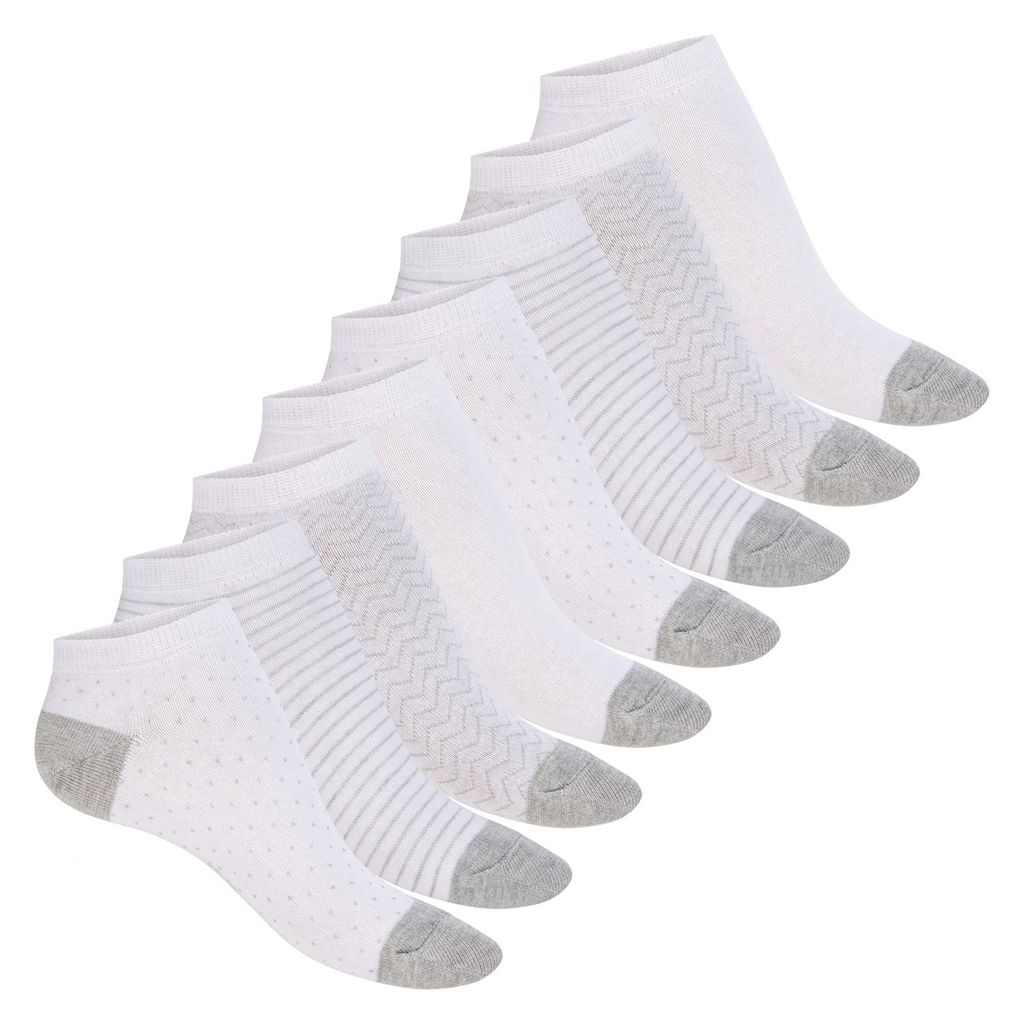 Footstar Damen Motiv Sneaker Socken (8 Paar) Kurze süße Söckchen mit Mustern - Grau Melange 35-38