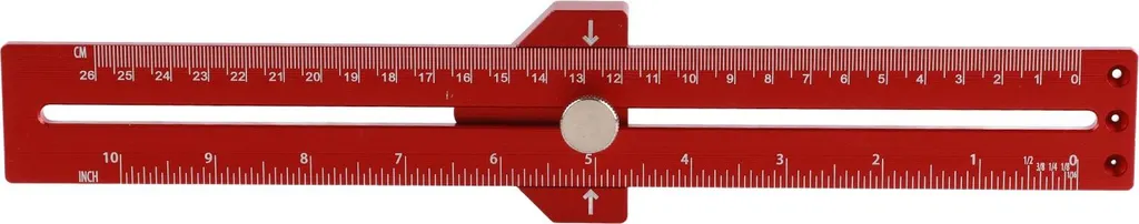 Règle à tracer en T alliage aluminium rouge 300mm avec graduation précise