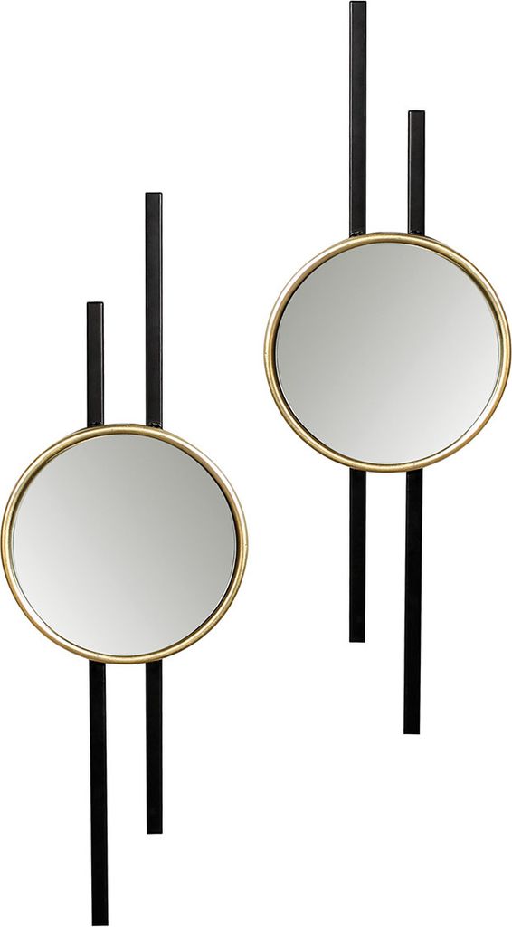 Gilde Spiegel, "Mirror", Metall, Spiegelglas, goldfarben, schwarz, , , B. 23 cm, H. 73 cm 2 Stück wie abgebildet 74958 /Abverkauf nur solange Vorr...