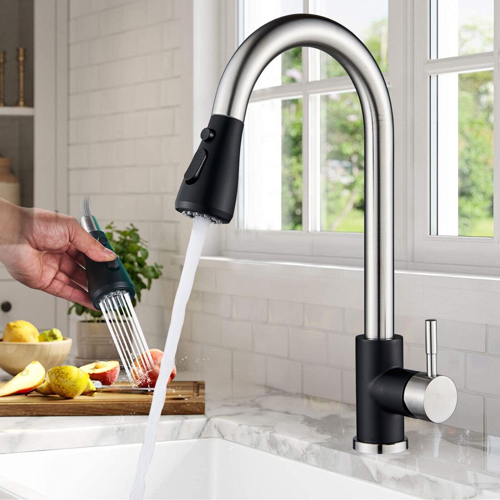 Edelstahl Ausziehbar Küchenarmatur mit brause 360°Küche Mischbatterie Wasserhahn