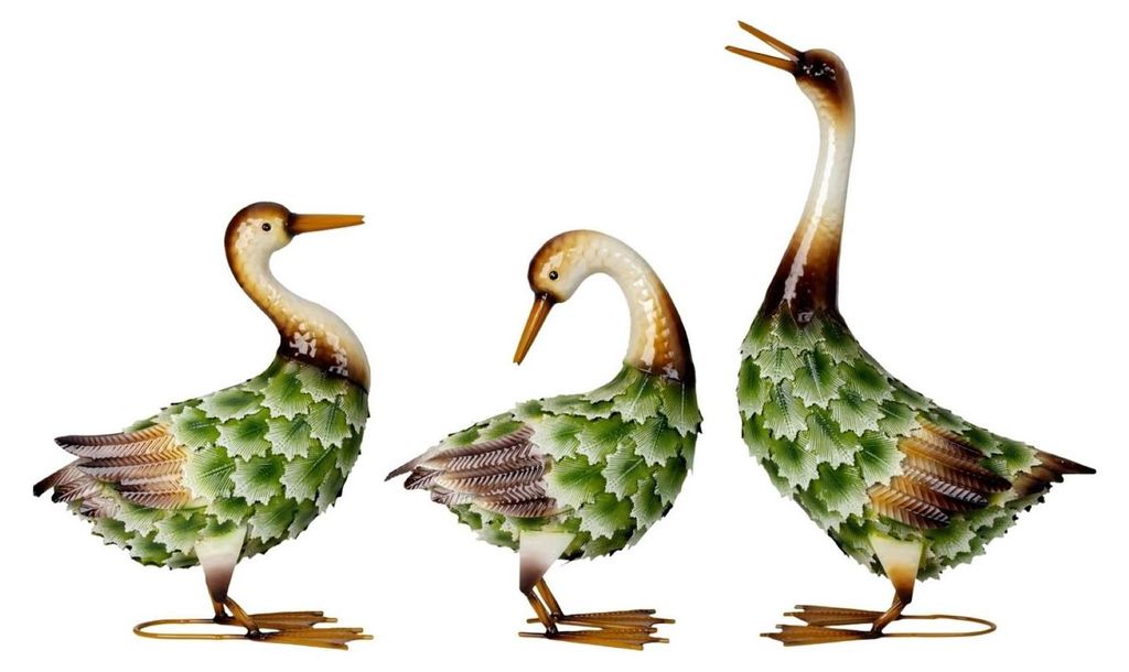 3er Set Enten groß 37-53cm Metall stehend Dekofigur Dekoration Haus Hof Garten