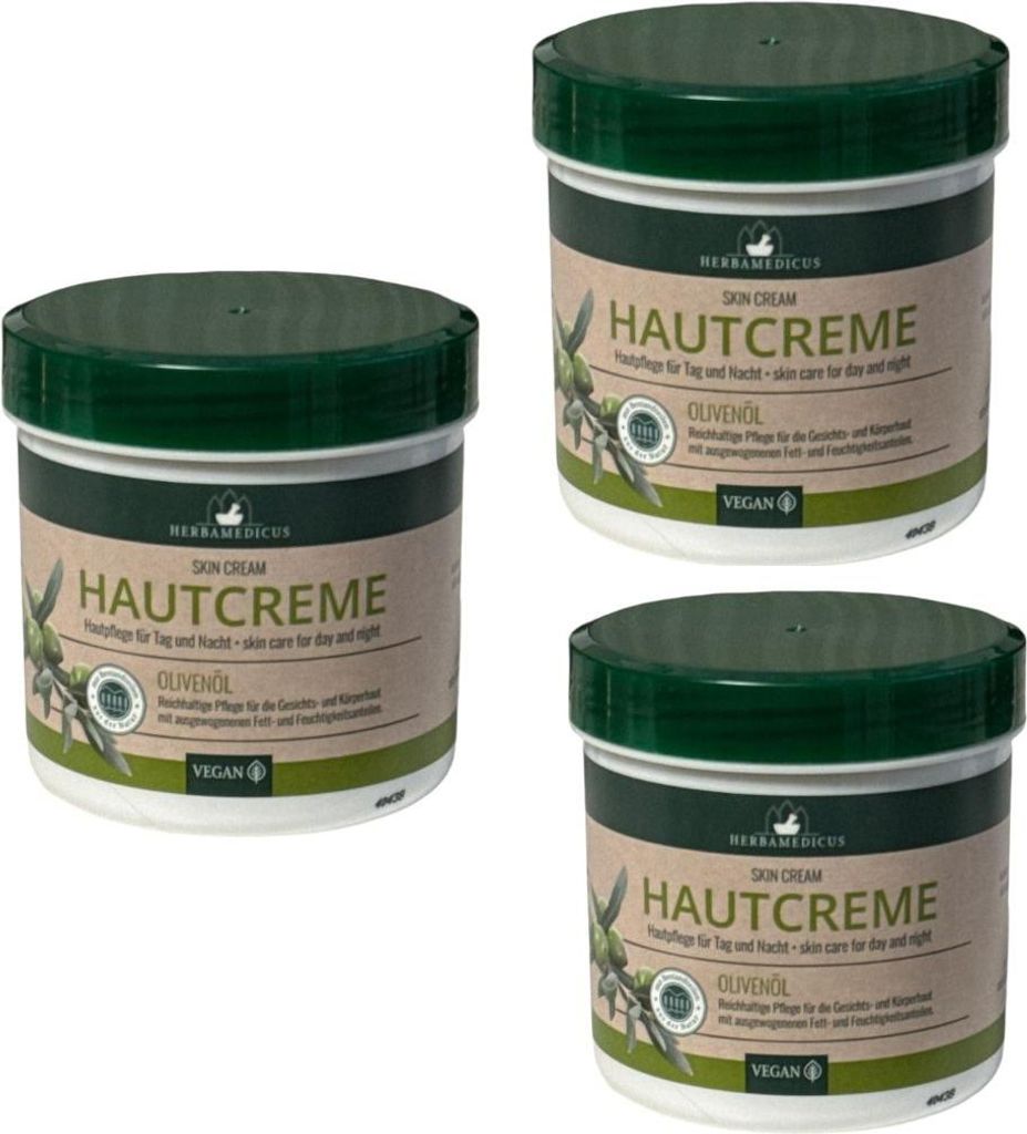 3 St.x 250 ml Herbamedicus Hautcreme Olivenöl Tages + Produktbild 