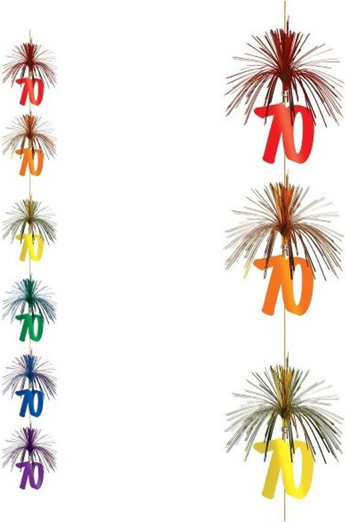 Girlande '70' mit Feuerwerk Design für Geburtstag & Jubiläum, 2,1 m Länge, Zahl 14 cm