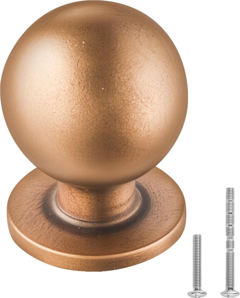 Möbelknöpfe - 12er-Set Schrankknäufe Ø 25 mm - Massive Zinklegierung - Mit Schrauben - Für Schubladen & Schränke - Antik-Messing