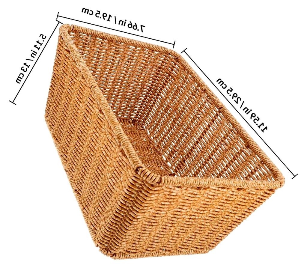 Geflochtener Kunstrattan Obstkorb 29,5x19,5x13cm mit Metallrahmen für Snacks und Aufbewahrung in Küche, Haushalt und Supermarkt