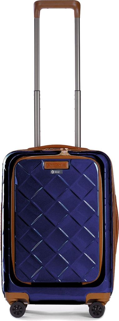 Stratic Leather & More 4-Rollen Trolley mit Vortasche 55 cm - Blue