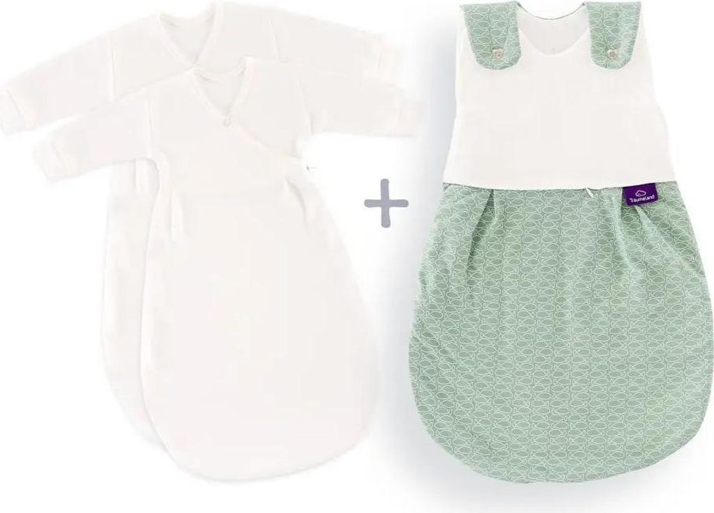 Träumeland Babyschlafsack LIEBMICH 3tlg. Set Fische mint, Größe 56/62