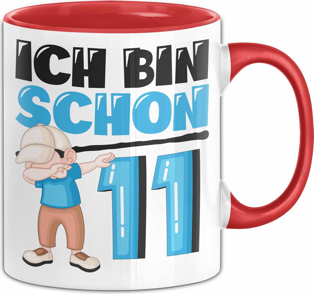 11. Geburtstag Geschenk Tasse Becher Jungs Dab Geburtstagsgeschenk Ich Bin Schon 11 (Rot)