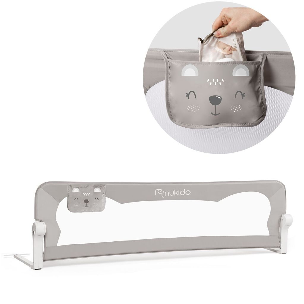 Barierka ochronna do łóżka 150 x 42 x 35 cm Nukido szara Obrázok produktu 