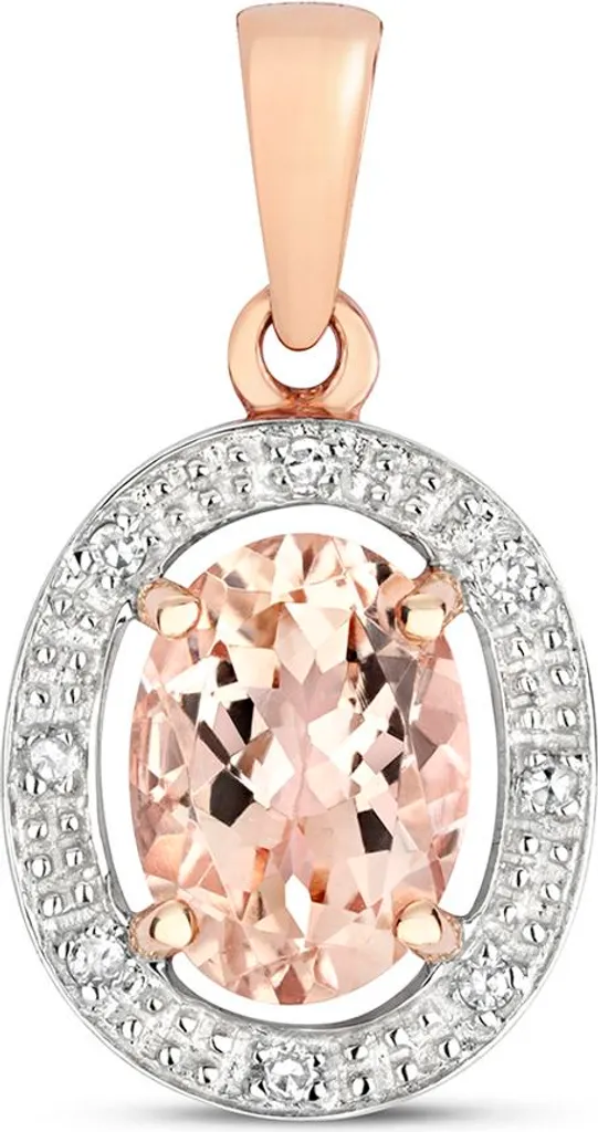 Pendentif Or Rose Anti-Ternissement Morganite et Diamant Hypoallergénique